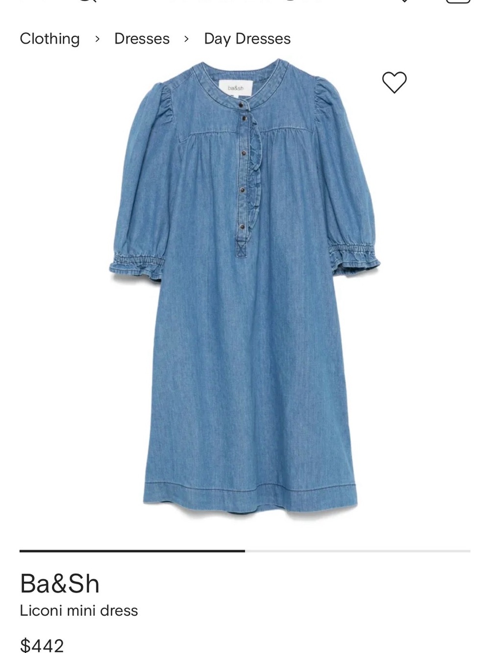 ba&sh denim puff-sleeve dress - Picture 6 of 9